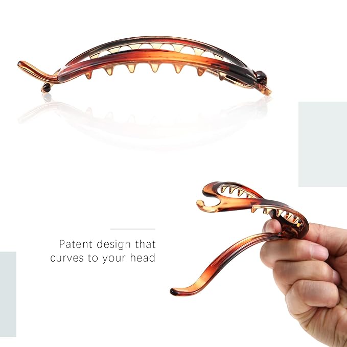 French Concord Hair Clips Claw - 6Pcs Side Slid Flat Hair Clips for Volume Strong Hold No Slip Grip Hair Claw Clips for Women Girls Thick Thin Hair (Tortoiseshell(Large, 4.7 inches))