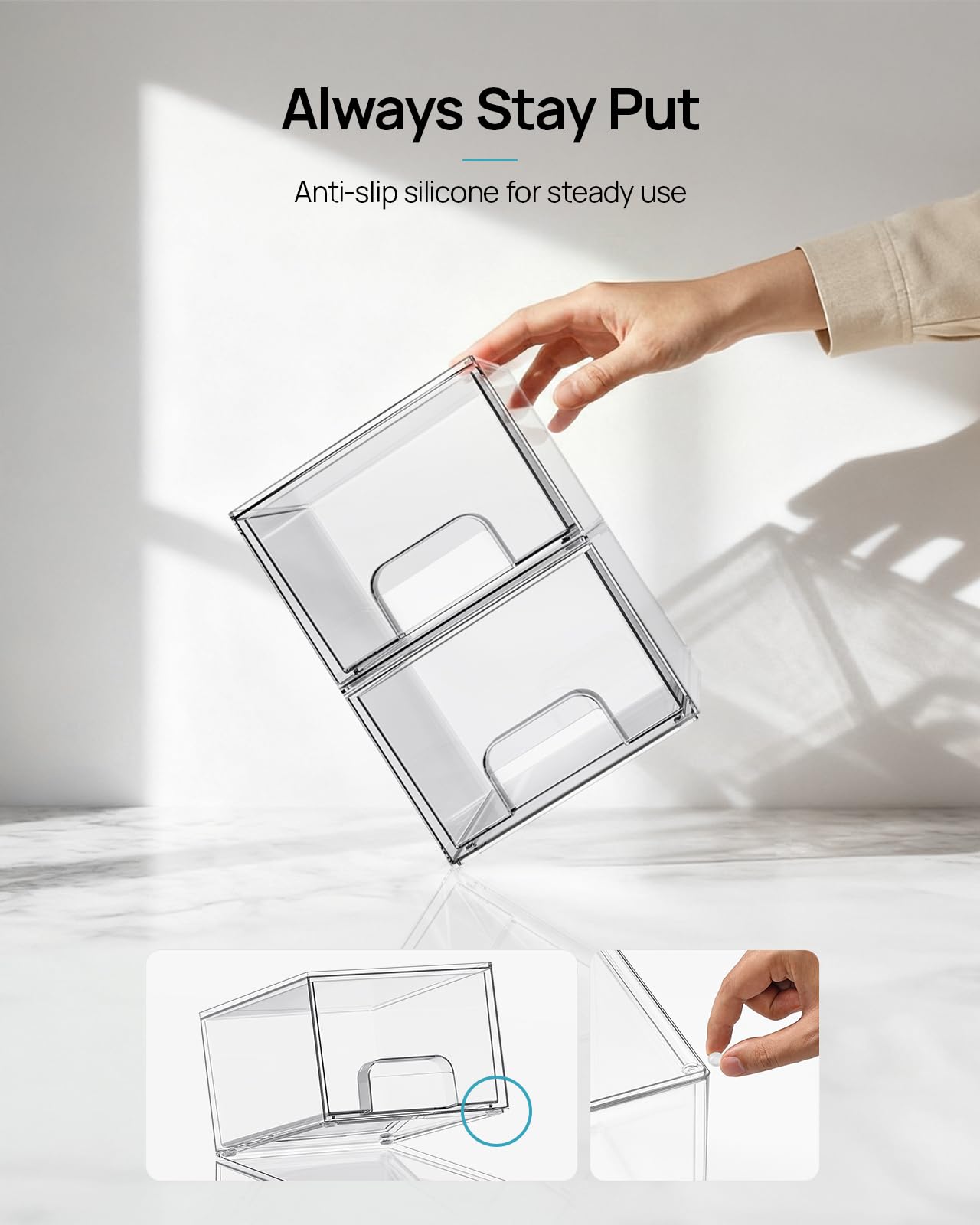 Vtopmart 12 Pack Small Clear Stackable Storage Drawers,Acrylic Bathroom Makeup Organizer,Plastic Storage Bins For Vanity, Undersink, Kitchen Cabinets, Pantry, Home Organization