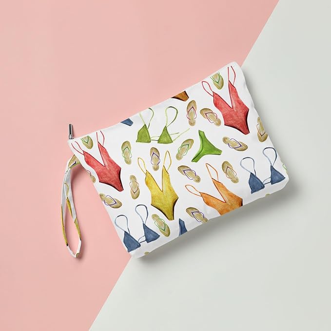 Fokongna Travel Makeup Bag - Wet Dry Bag for Swimsuit, Beach Pool Diapers, Dirty Yoga Gym Clothes - Zipper Pouch for Women, Sister, Friends - Ocean Sea Shells Beach Starfish