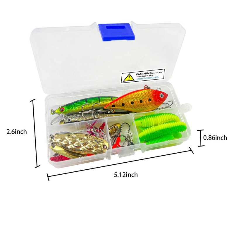 UperUper Fishing Lures Kit Set, Baits Tackle Including Crankbaits, Topwater, Spinnerbaits, Worms, Jigs, Hooks, Tackle Box and More Fishing Gear Lure for Bass Trout