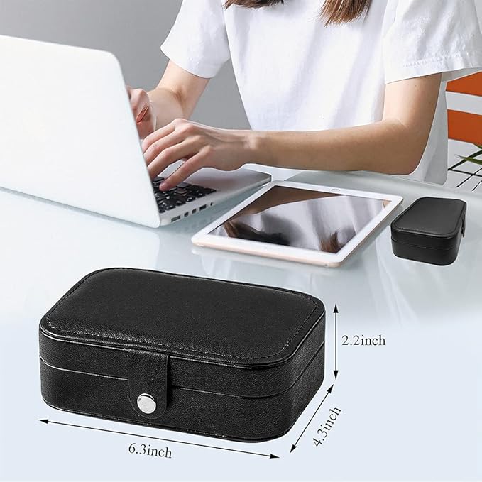 Hatori Travel Jewelry Box, PU Leather Small Jewelry Organizer for Women Girls, Portable Mini Travel Case Display Storage Holder Boxes for Stud Earrings, Rings, Necklaces, Bracelets.