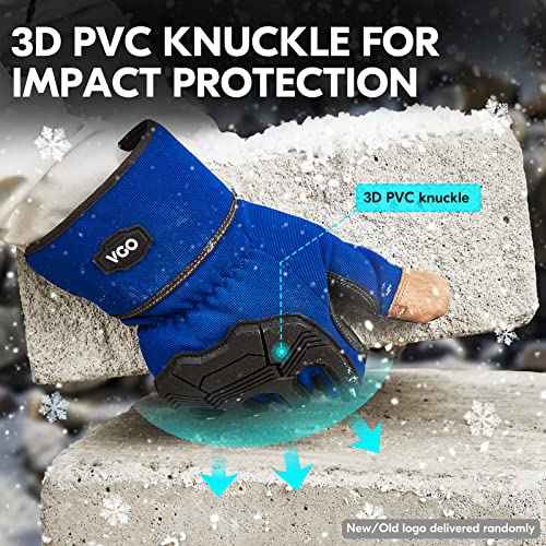 Vgo...¡¦ Winter Work Gloves Men,Leather Work Gloves,Anti-vibration,Mechanics Gloves,Abrasion Resistance