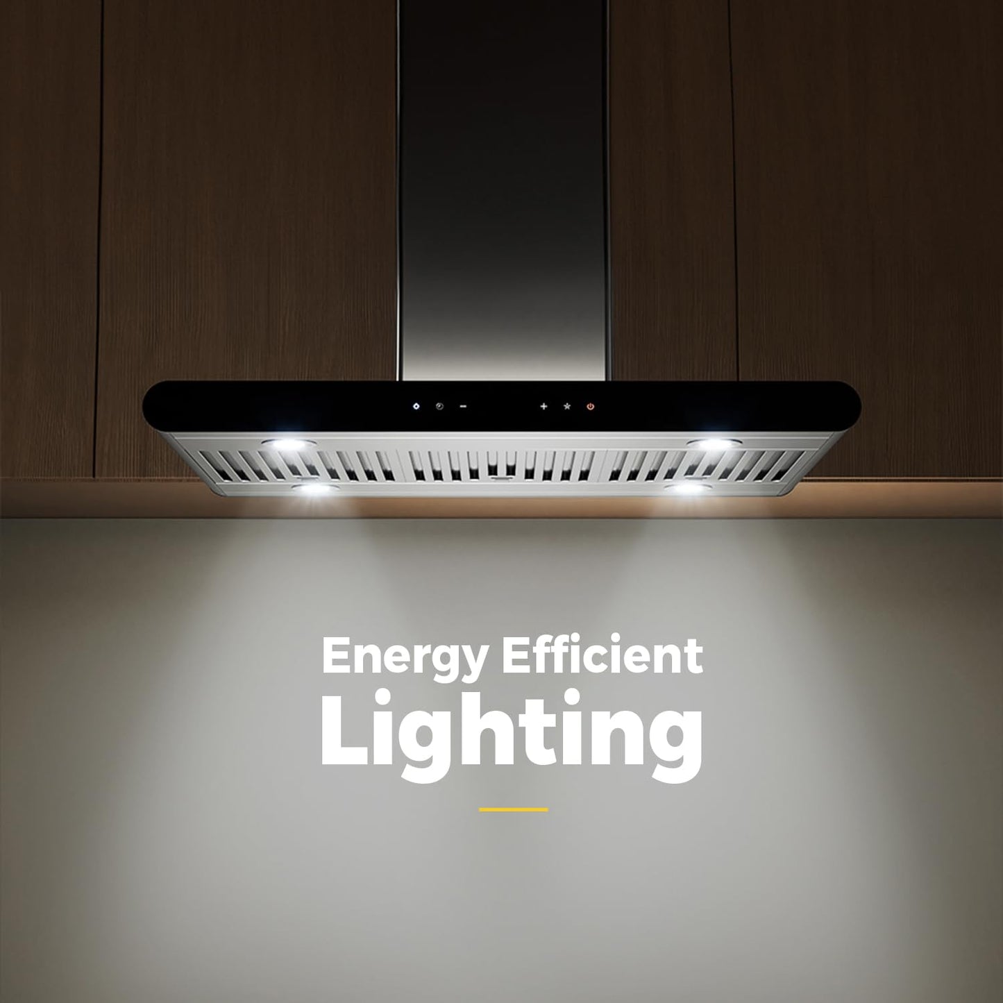 Empava 36“ Island Range Vent Hood Ceiling-Mount, 3-Speed Touch Control, Timer, Stainless Steel Baffle Filters, 4 LED Lights, Convertible Ducted to Ductless (Charcoal Filters Sold Separately)