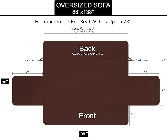 U-NICE HOME Large Sofa Cover Reversible Couch Cover for Dogs with Elastic Straps Water Resistant Furniture Protector for Pets Couch Cover for 4 Cushion Couch (Oversized Sofa, Light Blue/Beige)