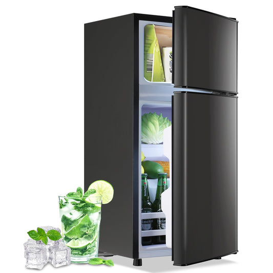 DEMULLER 2.4 Cu.Ft Small Refrigerator with Freezer Dorm Mini Fridge with Removable Plastic Shelves Mini Refrigerator Ideal for Home, Office,Dormitory Gray