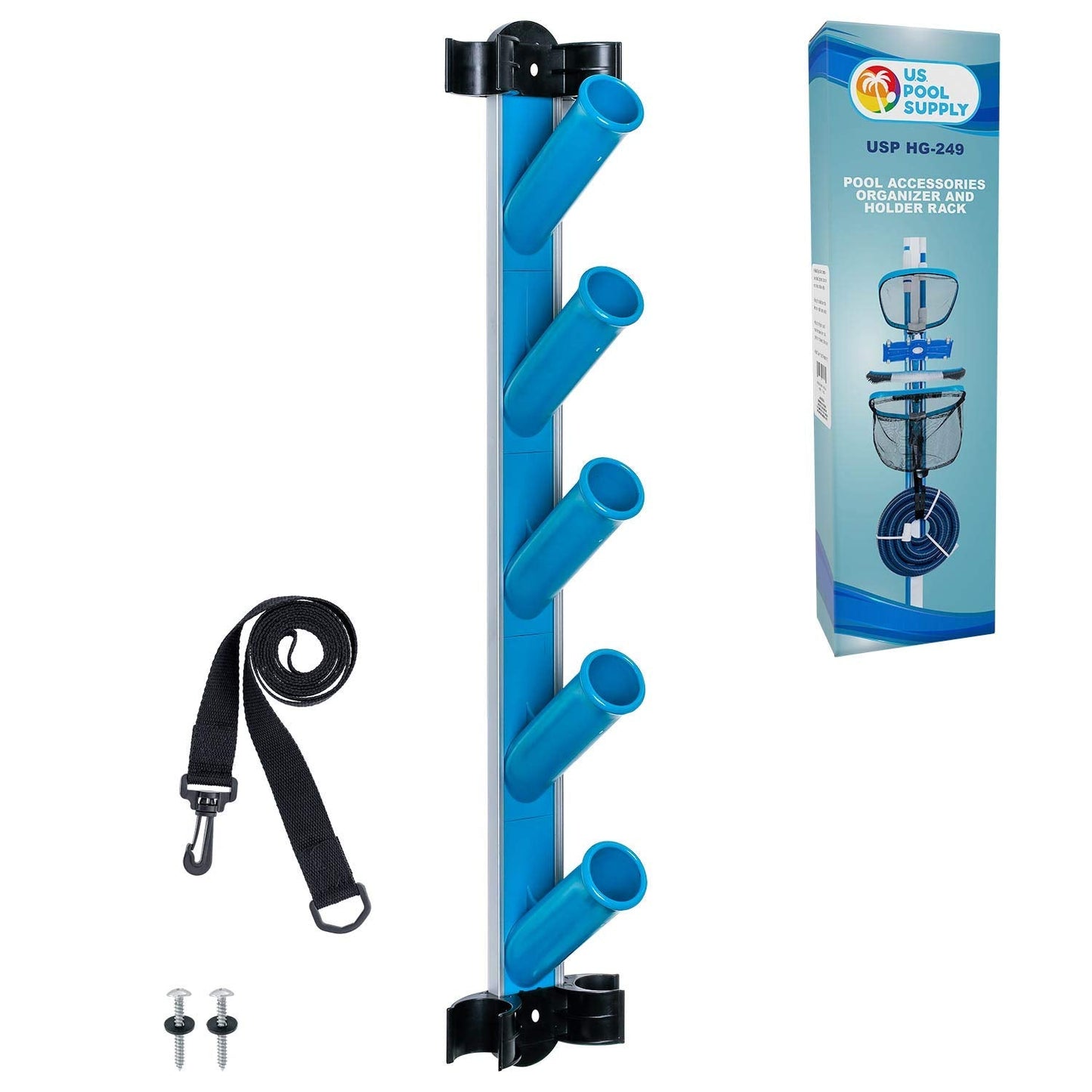 U.S. Pool Supply Pool Equipment Storage Rack Tool - Pool Organizer, Holds Cleaning Accessories, Skimmer Nets, Brushes, Vacuum Heads, Vacuum Hoses, Pole Hanger, Hot Tub Spa Maintenance Accessory Holder