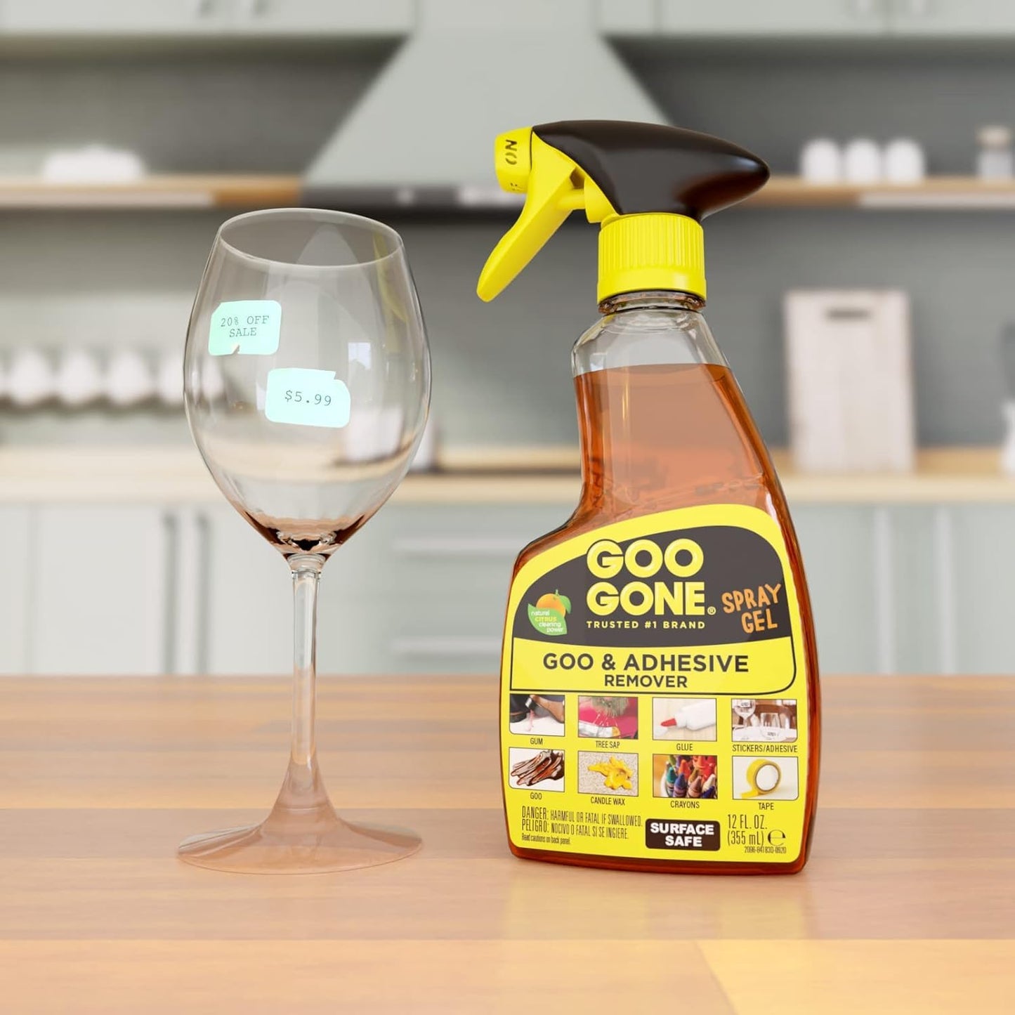 Goo Gone Spray Adhesive Remover Gel, 12 oz, Removes Glue, Stickers, Tape Residue, Grease, Gum & Wax, Adhesive Spray with Citrus Cleaning Power for Hard Surfaces, Carpets & Fabrics