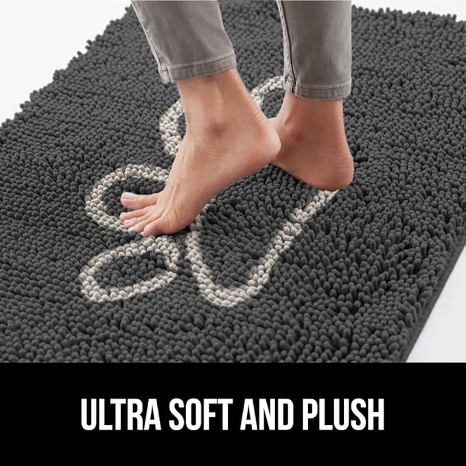 GORILLA GRIP SoakSTOPPER Dog Door Mat, 48x30 Machine Washable Rug Absorbent Doormat Captures Moisture Mud Dirt, Quick Dry Soft Chenille Entryway Rugs Indoor Entrance Mats for Dog Paws, Charcoal