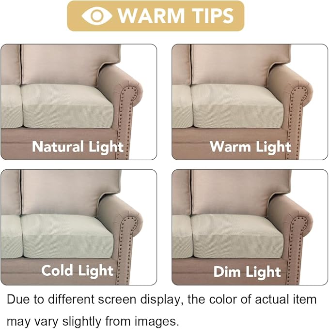 H.VERSAILTEX Super Stretch Individual Seat Cushion Covers Sofa Covers Couch Cushion Covers Slipcover Sets Thick Jacquard Textured Twill Fabric (1 Piece Chair Cushion Cover, Island Fossi)