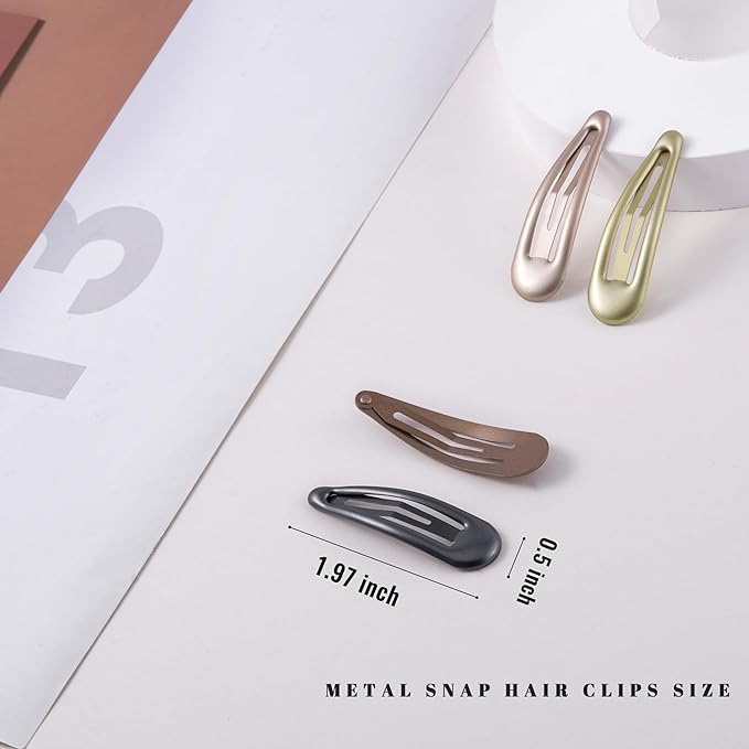 20 PCS Metal Snap Hair Clips Water Drop No Slip Barrettes for Women Bright Small Hair Clips For Thick And Thin Fine Hair,Metallic,1.97 x 0.5 In.