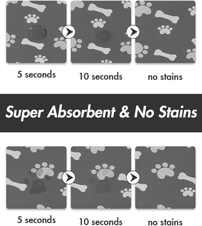MontVoo Dog Food Mat-Pet Feeding Mat for Food and Water-No Stains Quick Dry Dispenser Cat Bowl Mat for Messy Drinkers(12"x19" Dark Grey)