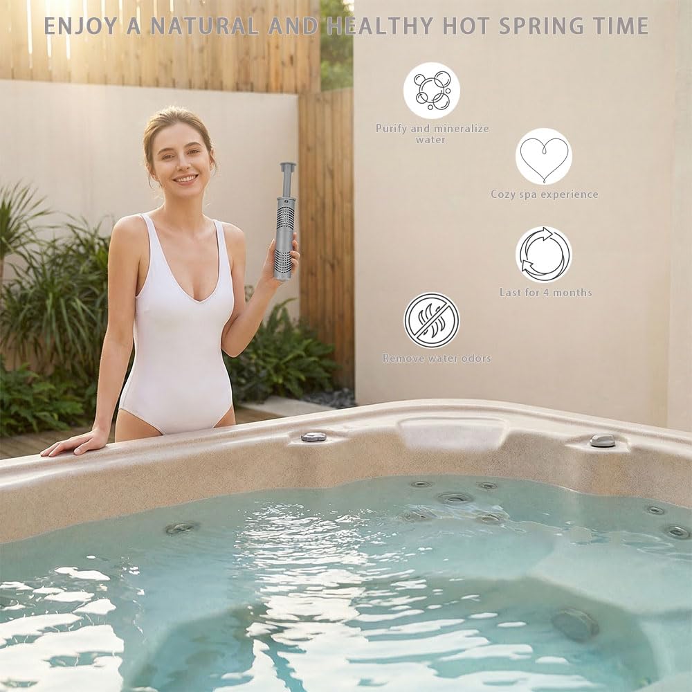 BFJOG Silver Ion Cartridge for Hot Springs Spa – Hot Tub Silver Ion Cartridge, Spa Mineral Sticks for Hot Tub, Ag+ Mineral Cartridge Compatible with Most Hot Tubs, 12-Month Crystal-Clear Water, 3-Pack