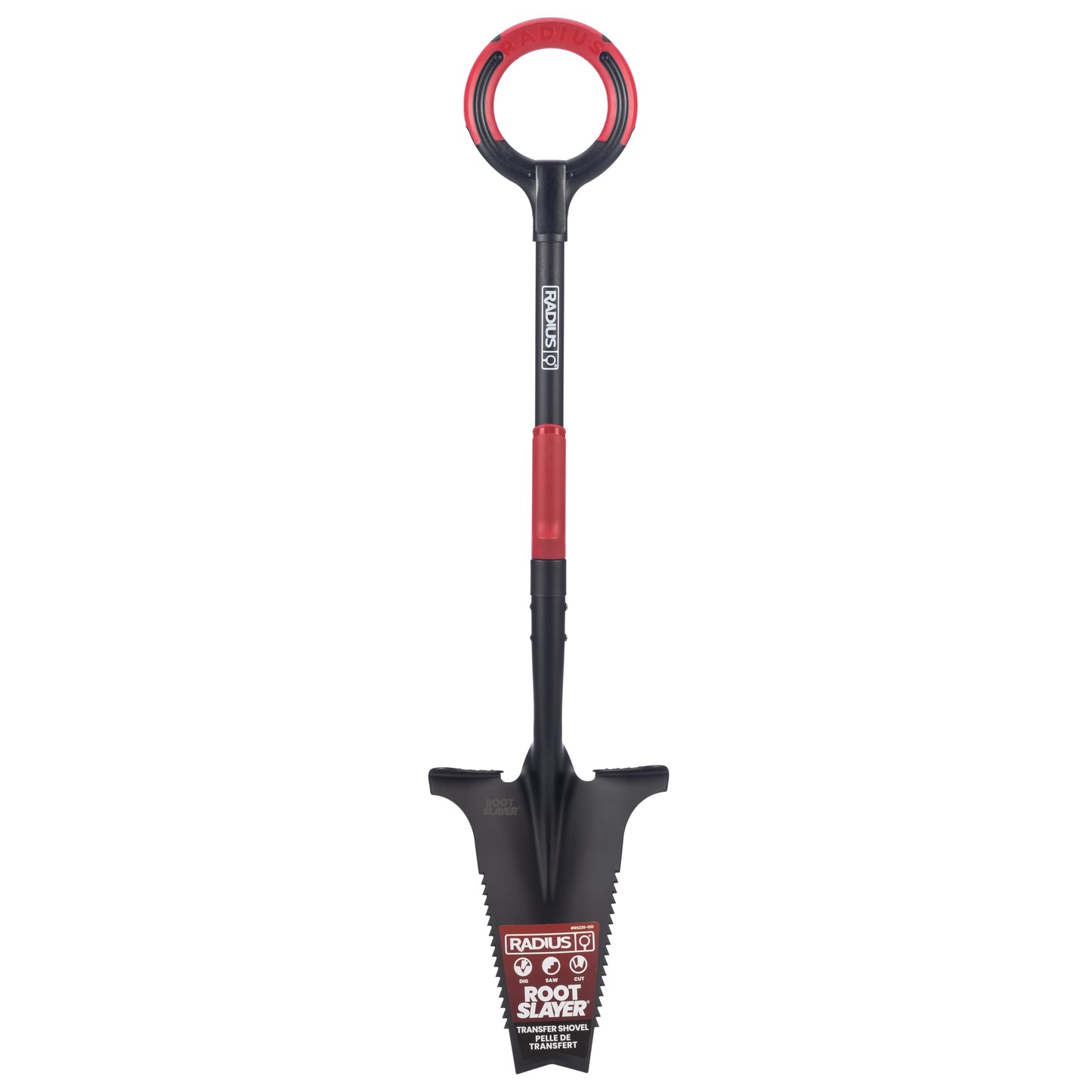 Root Slayer RS220 Heavy Duty Garden Shovel with Serrated Blade for Digging and Root Removal, Steel Spade