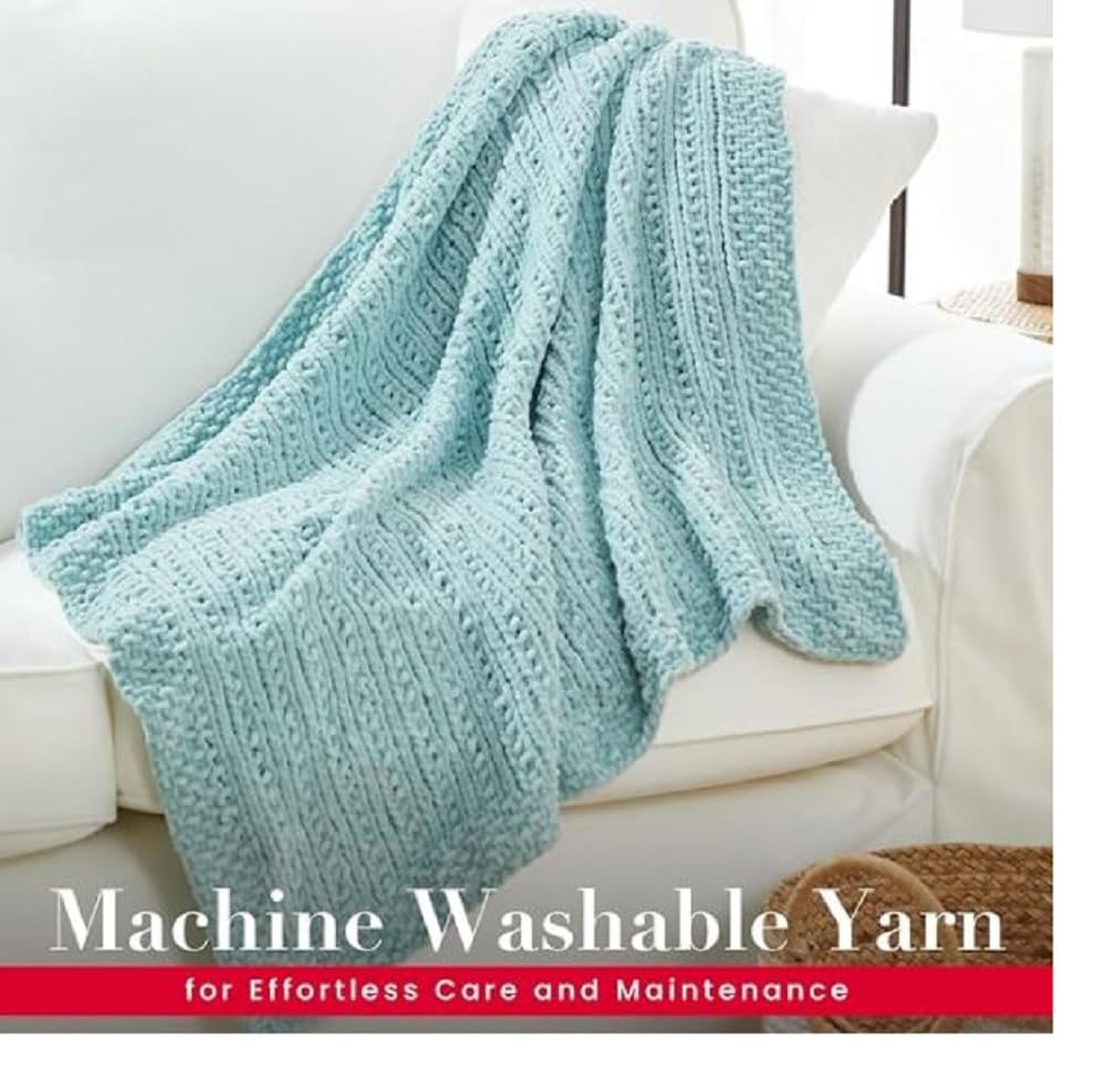 Premier Yarns Parfait Chunky Chenille Yarn 3.5 Oz 6 Super Bulky Weight 3 Pack Bundle with Bella's Stitch Place Holders (Blue)