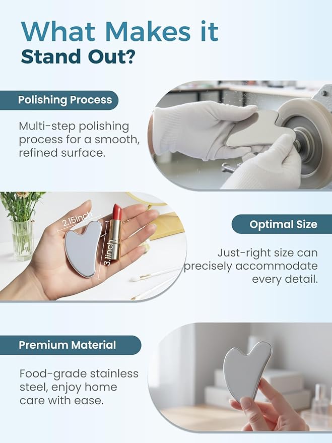 Stainless Steel Gua Sha Facial Tools, Guasha Tool for Face Acupuncture Therapy Trigger Point Treatment, Gua Sha Scraping Massage Tool