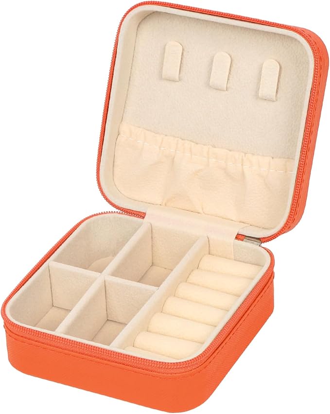 Travel Jewelry Case Small Jewelry Box Jewelry Organizer Storage Case Portable PU Leather Mini Jewelry Travel Case for Girls Womens Earring, Necklace, Rings,Bracelets
