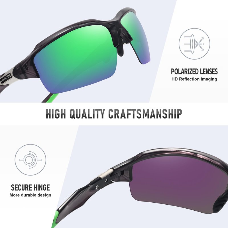 Ofwin Polarized Sports Sunglasses for Men Women Wrap Around Half Frame Cycling Fishing Bike Running Sun Glasses UV Protection