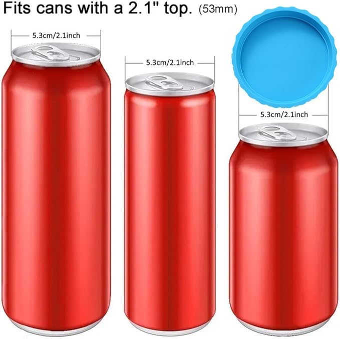 6 Pack Silicone Soda Can Cover, Emptycolor Reusable Soda Can Lids to Keep Carbonation, BPA Free Pop Can Caps Tops Savers Stopper for Drink, Beer, Beverage, Juice, Coke, Fits Standard Cans