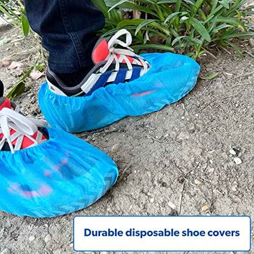 100 Pack Extra Large Blue Shoe Covers Disposable. Non Slip Indoor Reusable Boot Covers. Foot Booties Disposable with Non Skid Treads