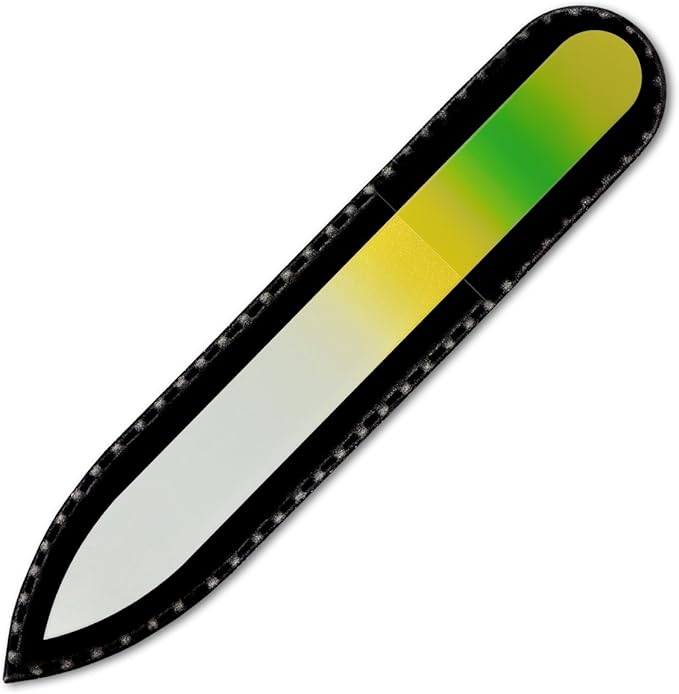 Mont Bleu Rainbow Crystal Nail File in Black Pouch - Small/Purse Size - Czech Tempered Glass - Handmade in Bohemia (Czech Republic)