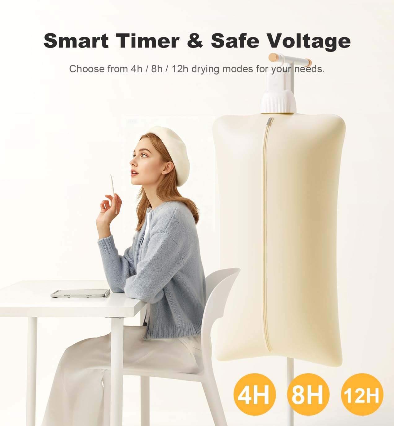 Sothing Portable Clothes Dryer, Travel Clothes Dryer, Quiet 48dB Mini Dryer for Clothes with 3 Timer Settings (4H/8H/12H), 140°F Constant Temperature, 120V, for Home, Apartment & Travel