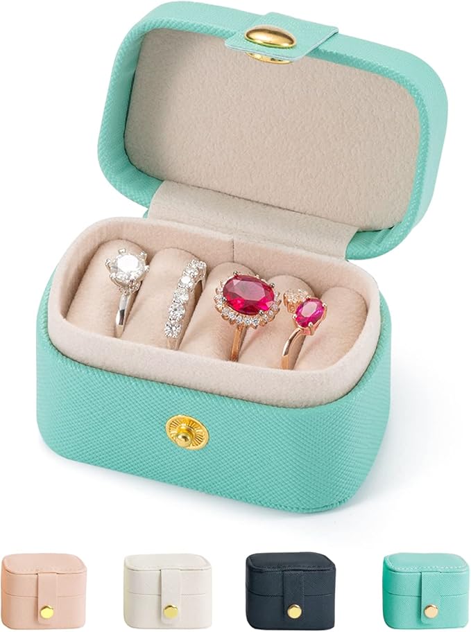 Travel Jewelry Ring Case,Small Jewelry Ring Box,Ring Holder,Mini Jewelry Case Portable Storage Case, for Women Girls, for Travel,Business,Wedding,Bridesmaid Gift(Blue)