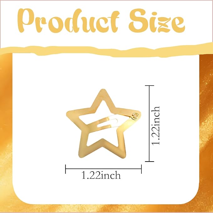 Gold Star Hair Clips - 50Pcs Metal Snap Barrettes for Girls and Women, Non-Slip Hair Accessories