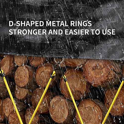 TARPAL Tarp 12x14 Feet Heavy Duty Tarps 14mil D-Ring Waterproof Tarp for Outdoors UV Protection Triangular Sewing Design Reinforced Corners and Edges£¨Black£©