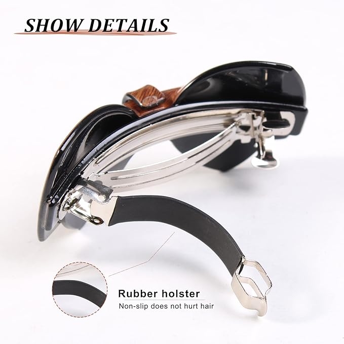 Hair Barrettes For Women - 3Pcs Butterfly Barrettes for Thick Hair French Design with Beautiful Lines Elegant and Stylish - Perfect Hair Accessories for Women (muwen)