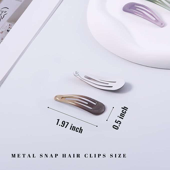 20 PCS Metal Snap Hair Clips Water Drop No Slip Barrettes for Women Bright Small Hair Clips For Thick And Thin Fine Hair,Multicolor,1.97 x 0.5 In.