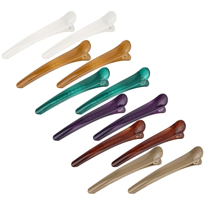 12 Pcs Hair Clips for Styling Sectioning, YISSION 3.1 Inch Alligator Hair Clips Hair Barrettes No Crease Duck Billed Hair Clip, Hair Styling Accessories for Women Girls (Deep Color Series)