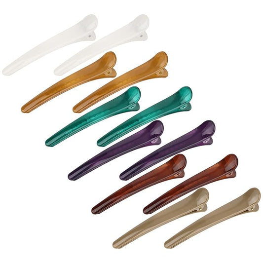12 Pcs Hair Clips for Styling Sectioning, YISSION 3.1 Inch Alligator Hair Clips Hair Barrettes No Crease Duck Billed Hair Clip, Hair Styling Accessories for Women Girls (Deep Color Series)