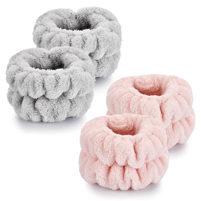 4 Pcs Wrist Bands for Washing Face-Dorbetar, Microfiber Wrist Towels for Washing Face, Spa Wristbands for Washing Face, Face Wash Wristbands, Arm Bands for Washing Face for Woman and Children