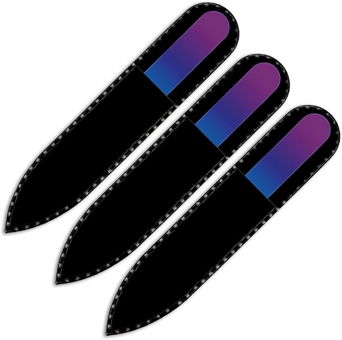 Mont Bleu Rainbow Crystal Nail File in Black Pouch - Small - Purse Size - Czech Tempered Glass - Handmade in Czech Republic - Premium Glass Nail File for Women