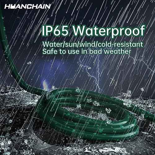 HUANCHAIN Indoor Outdoor Green Extension Cord 150 ft Waterproof, 16/3 Gauge Flexible Cold-Resistant Appliance Extension Cord Outside, 10A 1250W 16AWG SJTW, 3 Prong Heavy Duty Electric Cable, ETL