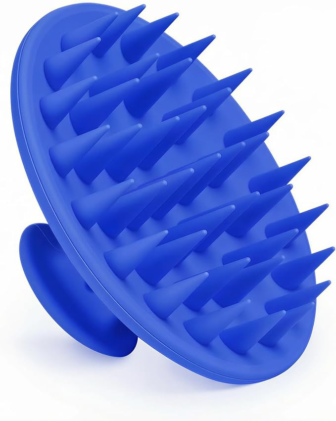 Silicone Scalp Massager Shampoo Brush, Scalp Brush for Hair Growth & Dandruff Removal, Hair Scrubber Scalp Stimulator Exfoliator Brush with Soft Bristles for Wet Dry Scalp Care (Ocean Blue)