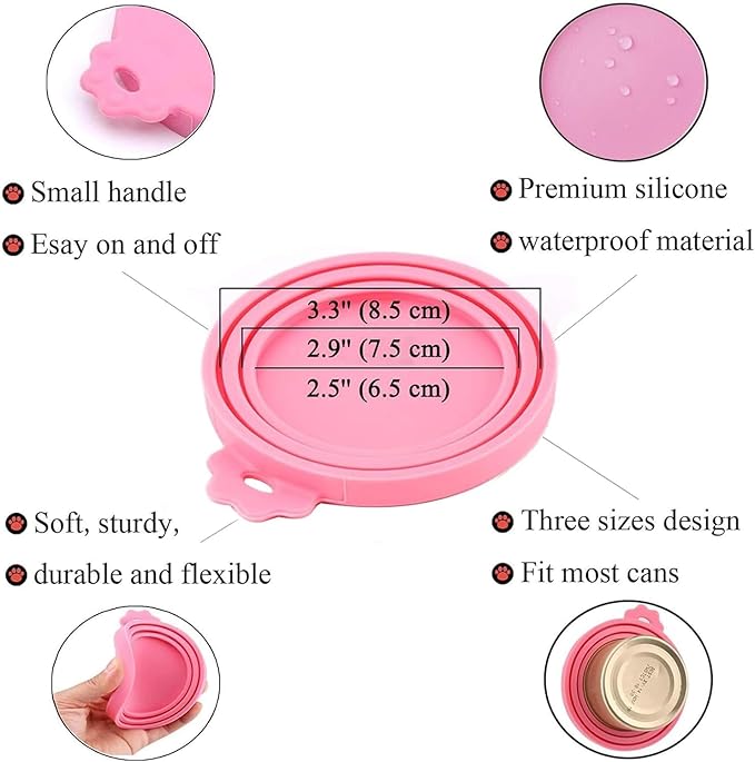 Food Can Lids, 4 Pcs Silicone Pet Food Can Covers for Dog & Cat Food, One Tin Cap Fit Most Standard Size Dog Cat Food Canned（Multicolor）…
