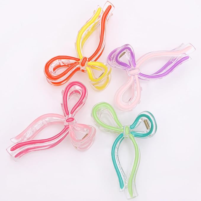 4 Pcs Bow Hair Clips Elegant Hair Claw Butterfly Hair Accessories for Girls Nonslip Butterfly Clips Hair Styling Accessories for Women