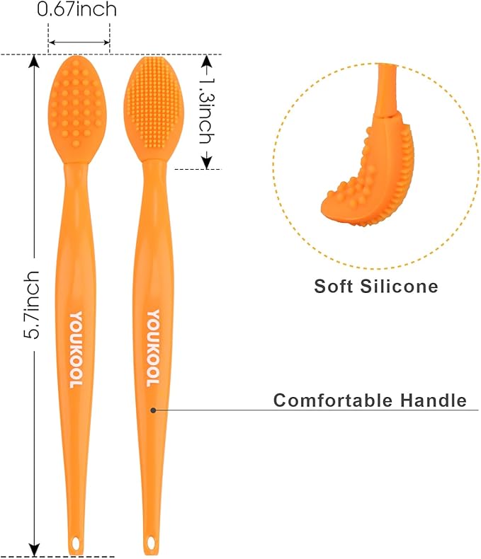 Pore Cleansing Silicone Facial Brush | Face Scrubber & Massager for Blackhead & Whitehead Removal, Sebum Reduction, Gentle Exfoliation & Clearer Skin | Suitable for All Skin Types,Orange,2pc
