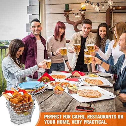 36 Pcs Mini Square Fry Basket with Handle Chrome French Fry Holder Chip Food Presentation Baskets Net Potato Cooking Tool for Food Table Serving Oil Residue Filtration