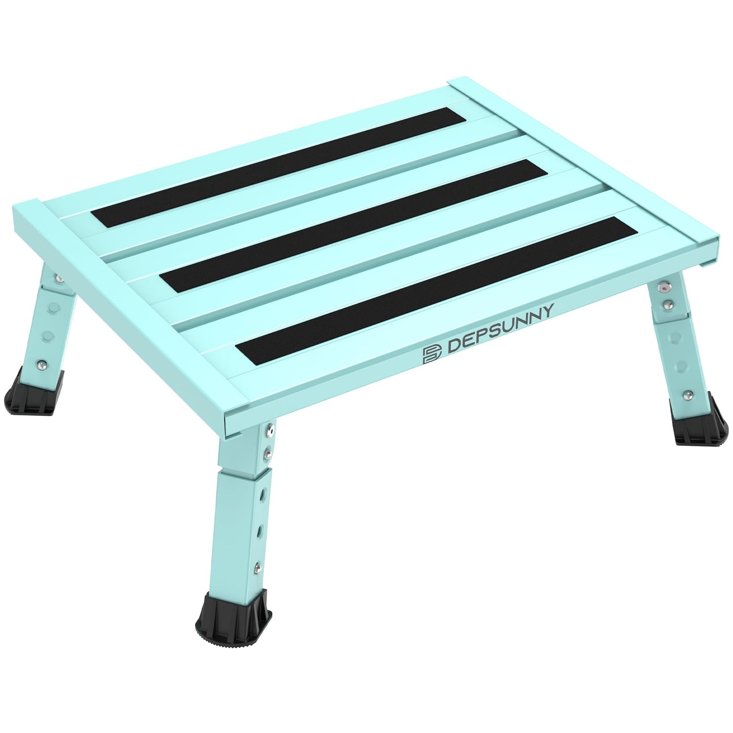 DEPSUNNY Adjustable Height Aluminum RV Step, Stable Foldable Platform Step Stool, Supports Up to 1,000 lb, Non-Slip Rubber Feet and Platform Mat, Easy to Carry (Green)