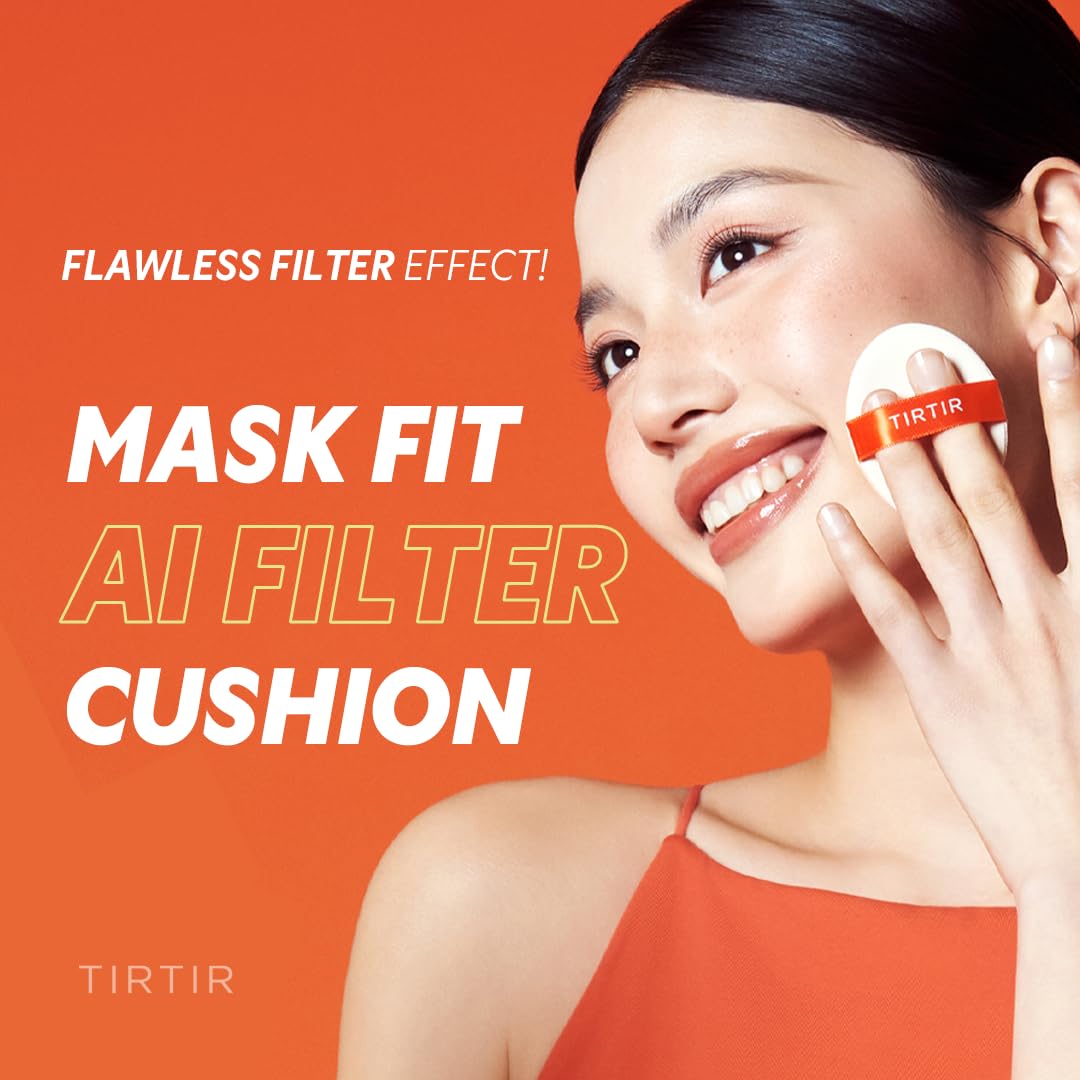 [*Mini Size*] TIRTIR Mask Fit Ai Filter Cushion Foundation | AI-Like Semi-Matte Finish - Up to 72-Hour Medium to Full Coverage Korean BB Cushion Make up Beauty, #39W Caramel, 0.15 Fl Oz