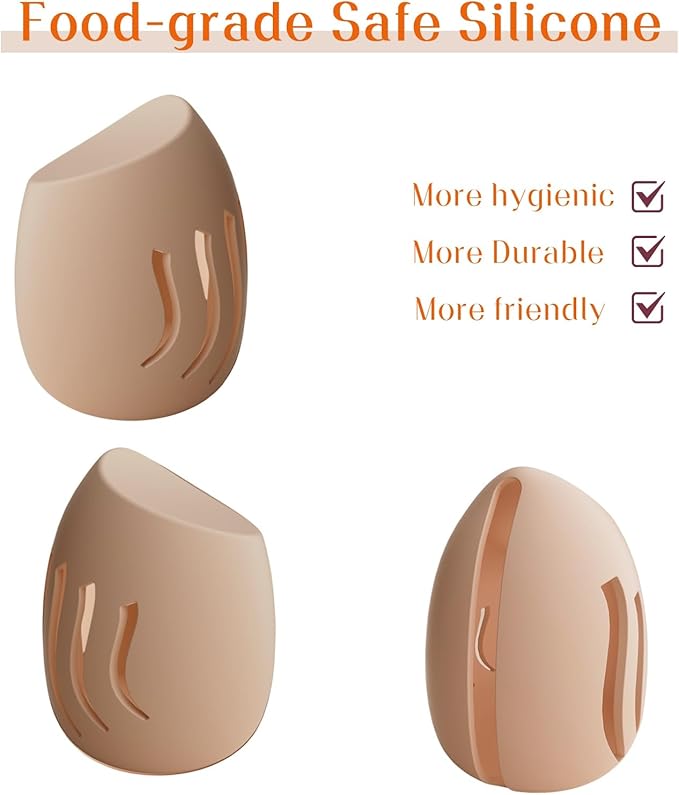 Silicone Makeup Sponge Holder travel case,Double-Sided Breathable Makeup Sponge Case for Business, Travel or Daily,Fit All Sponges,Quick Drying,Easy to Carry (Khaki)