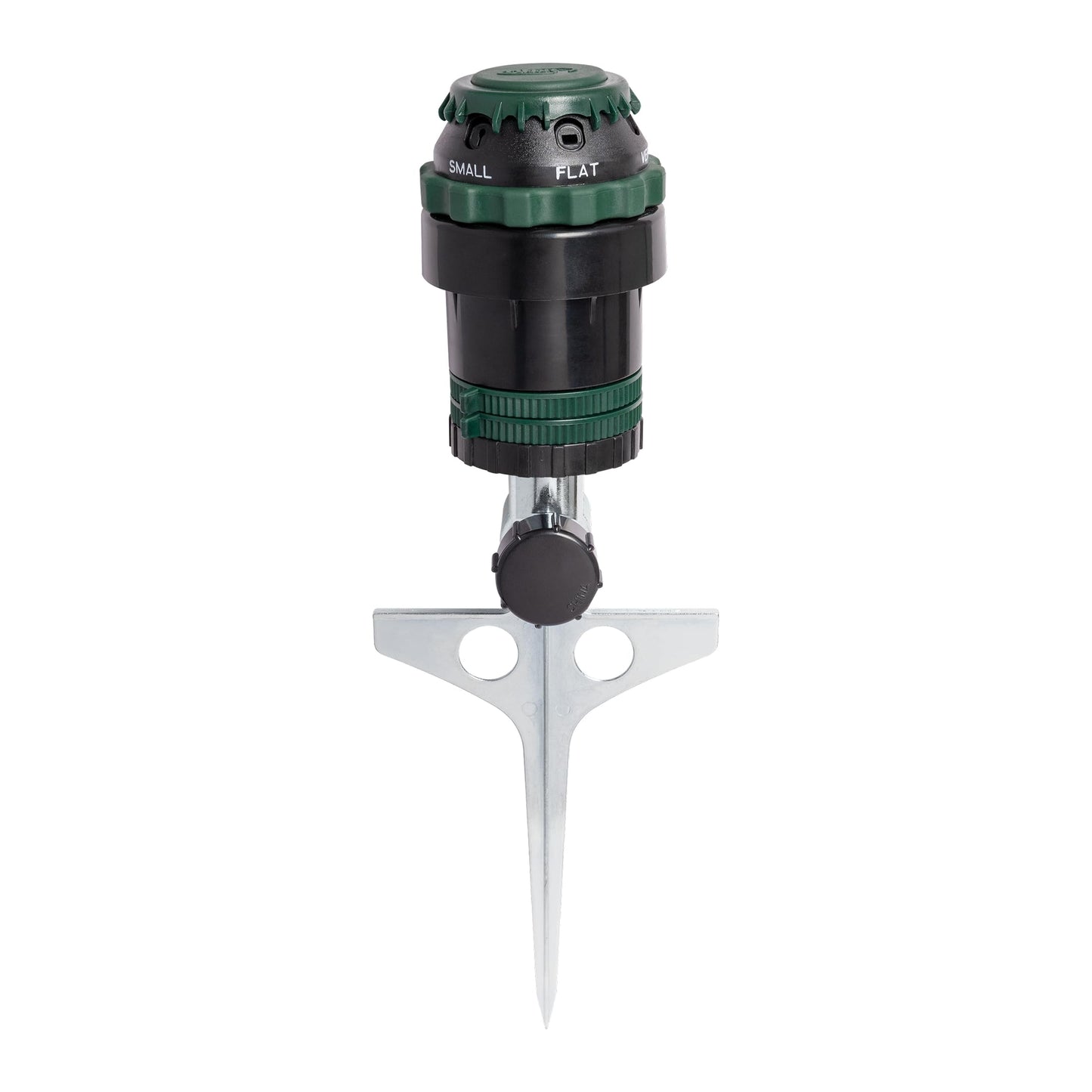 Orbit H2O-Six Gear-Drive Sprinkler on Metal T-Spike - Customizable Lawn Watering Coverage - Multi-Pattern Rotating Head with Adjustable Spray Range - Durable Outdoor Yard Irrigation Sprinkler - 58573