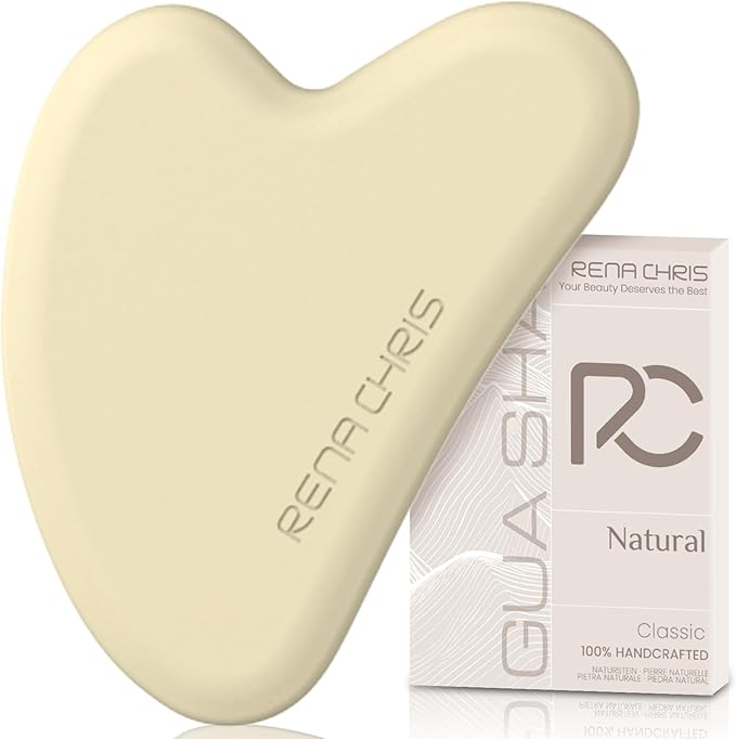 Rena Chris Gua Sha Facial Tools: Soft Silicone Guasha Tool for Face Acupuncture Therapy, Facial Massager for Jawline Sculpting and Puffiness Reducing (Peach)