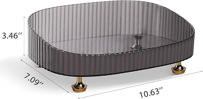 Clear Acrylic Perfume Tray, Round Makeup Bathroom Trays for Counter, Decorative Vanity Trays for Bathroom Countertop for Dresser Tops - Black