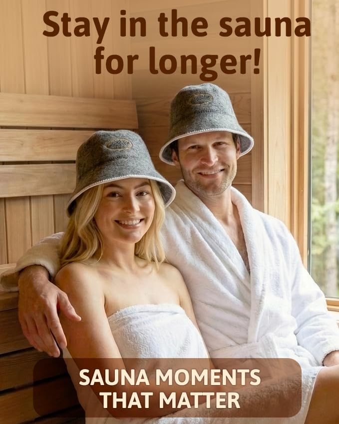 ASKOLD Sauna Hat for Women and Men - Natural Wool Sauna Bucket Cap to Protect Hair, Finnish Felt - Eco-Friendly Banya Hat Sauna Accessories (Gray)