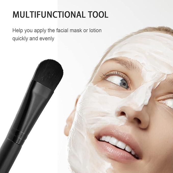 Facial Mask Application Brush, Black Soft and Flexible Bristles Man-made Fiber Brush Head Cosmetic Tool for Body Lotion, Mud, Clay, Charcoal Mixed Mask