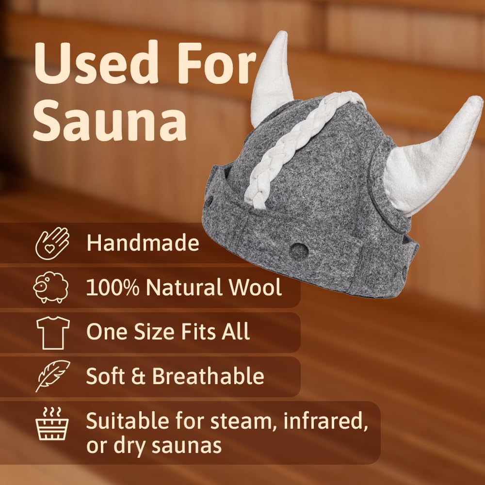 Sauna Hat Viking Banya Hat for Men - Hats Sauna Cap Finnish Ukraine Mens Sauna Hat for Women and Men Gray