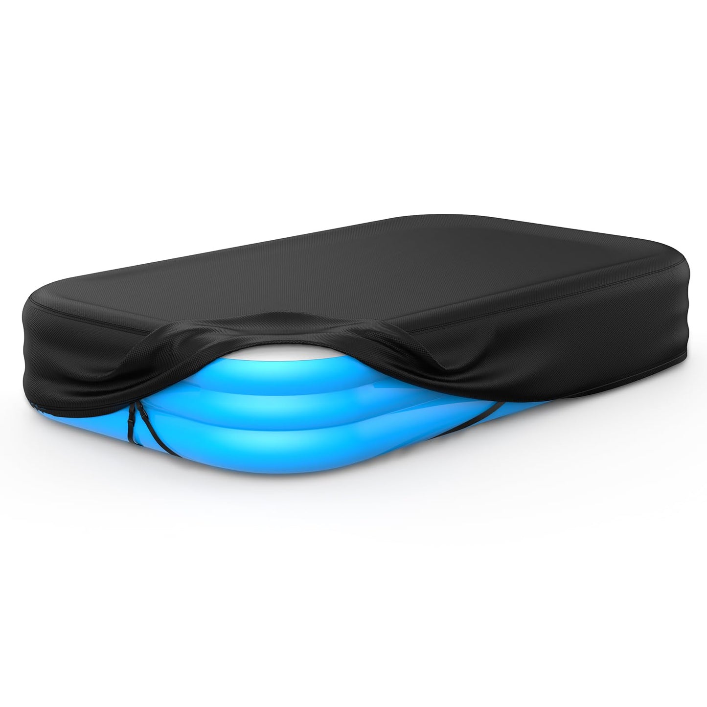 Rectangular Pool Cover for Inflatable Pool, Fits Blow Up Pool Size 103" L x 69" W, Built-in Elastic Band and Extra Buckle to Prevent Slipping, Rectangle Above Ground Swimming Pool Cover